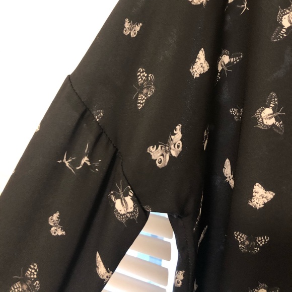 Drop sleeve black butterfly blouse “Contemporaine” - Picture 5 of 13